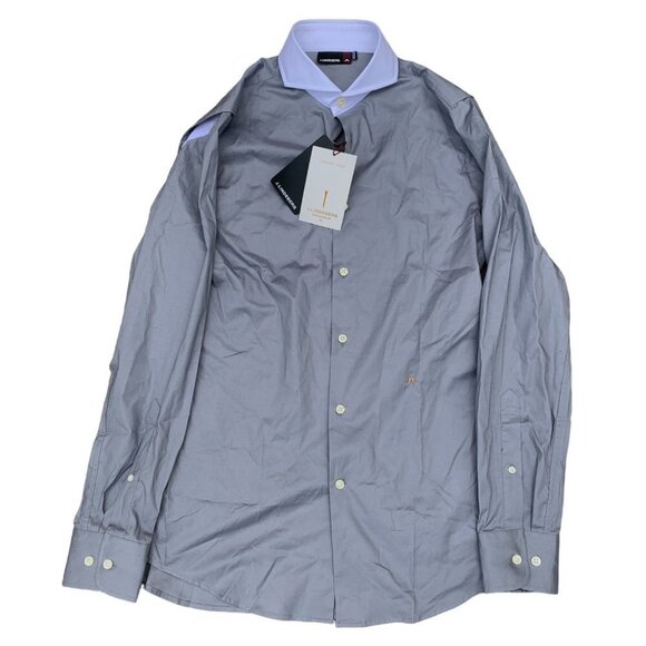 BRAND New J. Lindeberg Dress Shirt Size 38 Gray Poplin - Picture 1 of 6